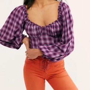 Free People Purple Plaid Blouse✨